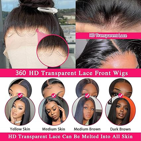 360 Lace Front Wigs Straight Human Hair