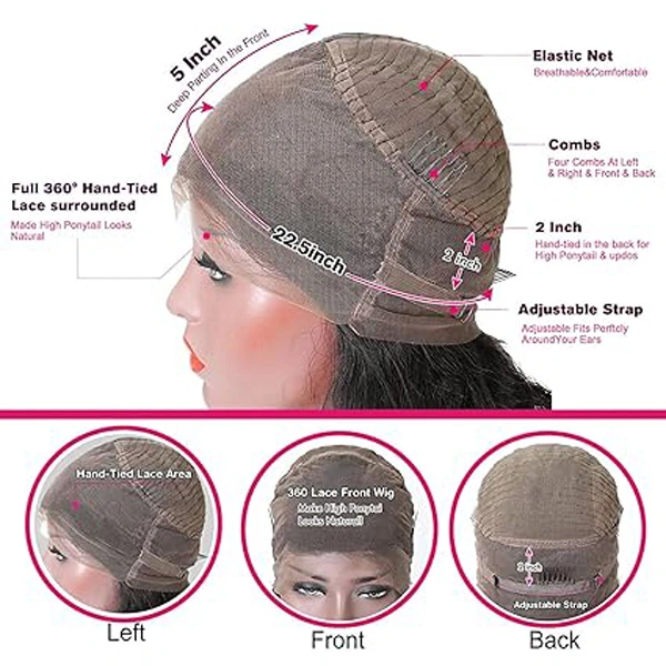 360 Lace Front Wigs Straight Human Hair