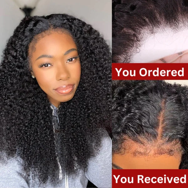 4C Edge Hairline Kinky Curly Lace Front Wigs 