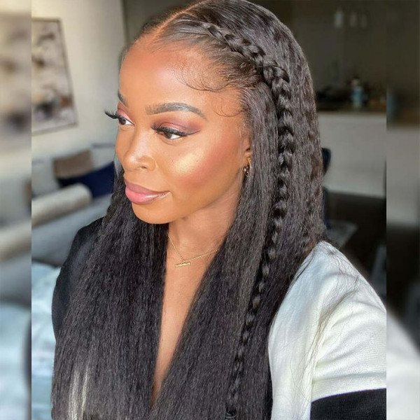 Super Full Kinky Straight 13X4 Real HD Human Hair Lace Front Wig