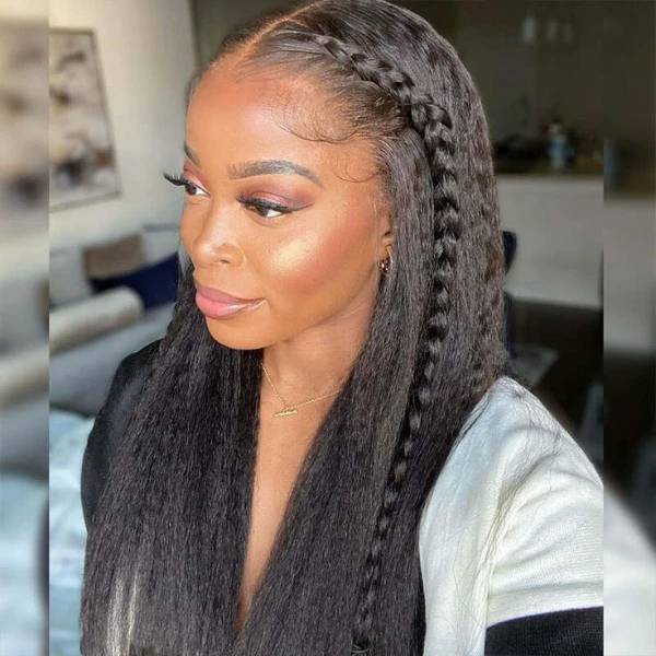 Super Full Kinky Straight 13X4 Real HD Human Hair Lace Front Wig