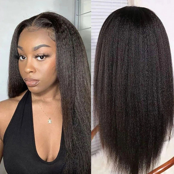 Kinky Straight 5X5 Real HD Human Hair Lace Front Wig