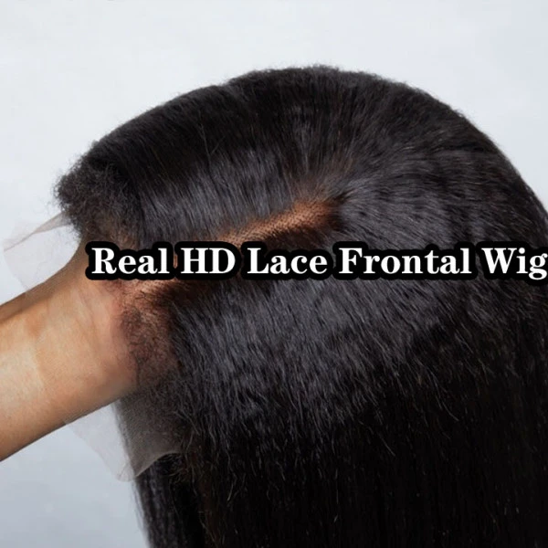 Kinky Straight 5X5 Real HD Human Hair Lace Front Wig