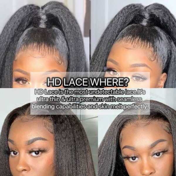 Kinky Straight 5X5 Real HD Human Hair Lace Front Wig