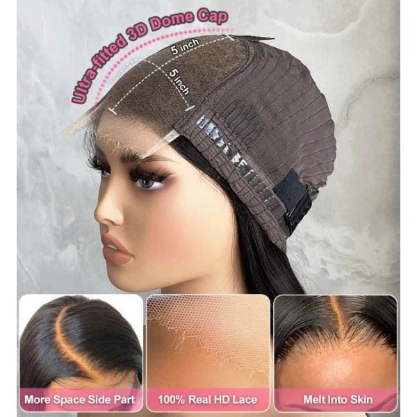 5X5 Real HD Body Wave Human Hair Lace Front Wig