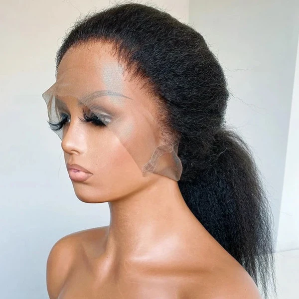 360 Kinky Straight  Real HD Human Hair Lace Front Wig
