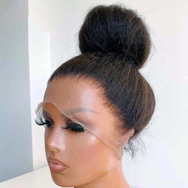 360 Kinky Straight  Real HD Human Hair Lace Front Wig