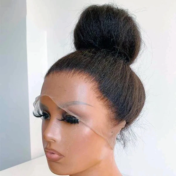 360 Kinky Straight  Real HD Human Hair Lace Front Wig