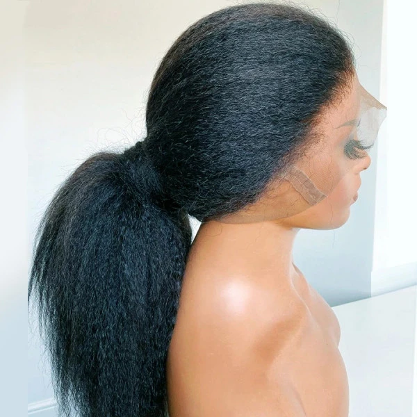 360 Kinky Straight  Real HD Human Hair Lace Front Wig
