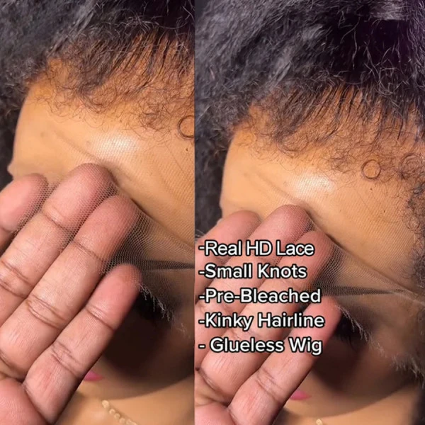 360 Kinky Straight  Real HD Human Hair Lace Front Wig