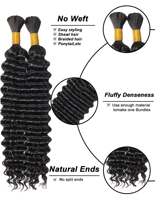 Bulk Human Braiding Hair Deep Wave