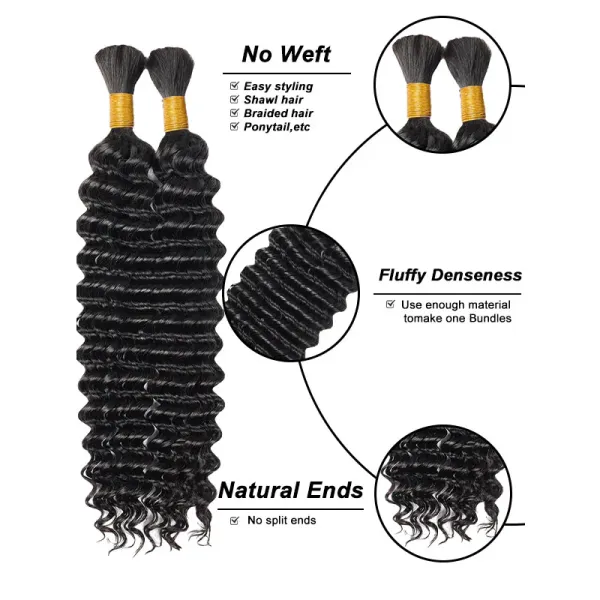 Bulk Human Braiding Hair Deep Wave