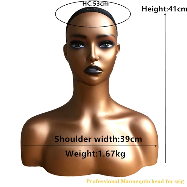 Realistic Female Mannequin Head with Two Shoulder For Wigs Dispaly