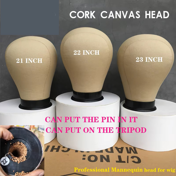 Cork Canvas Block Head for Wig Display