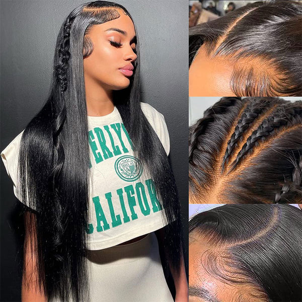13x4 Invisible Lace Frontal Straight Human Hair Wigs