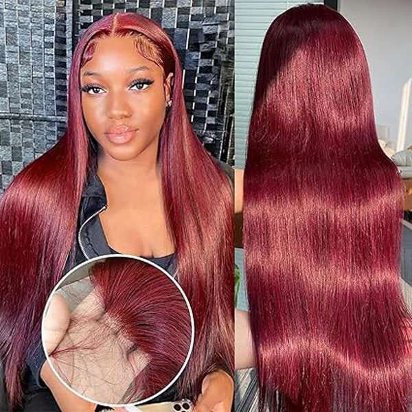 99J Burgundy 13x4 Lace Front Human Hair Wigs 