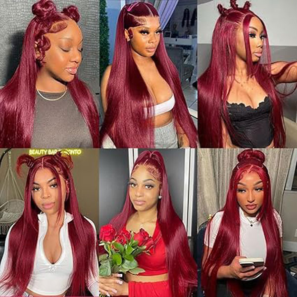 99J Burgundy 13x4 Lace Front Human Hair Wigs 