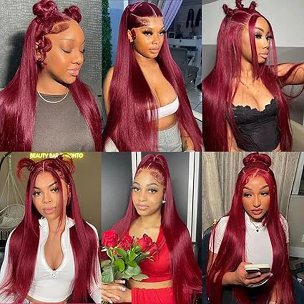 99J Burgundy 13x4 Lace Front Human Hair Wigs 