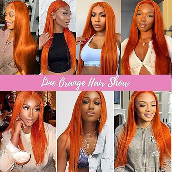 #350 Ginger Human Hair Wig 13x4 Straight Lace Front Wigs