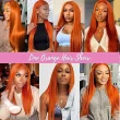 #350 Ginger Human Hair Wig 13x4 Straight Lace Front Wigs