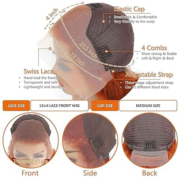 #350 Ginger Human Hair Wig 13x4 Straight Lace Front Wigs