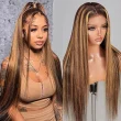 Highlight 4/27 Honey Blonde 13x4 Straight Lace Front Wig Human Hair