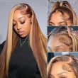 Highlight 4/27 Honey Blonde 13x4 Straight Lace Front Wig Human Hair