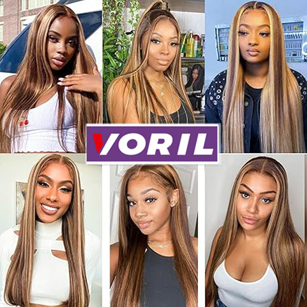 Highlight 4/27 Honey Blonde 13x4 Straight Lace Front Wig Human Hair