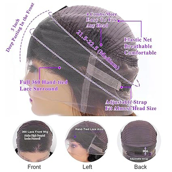 Chocolate Brown 360 Lace Front Wigs Human Hair