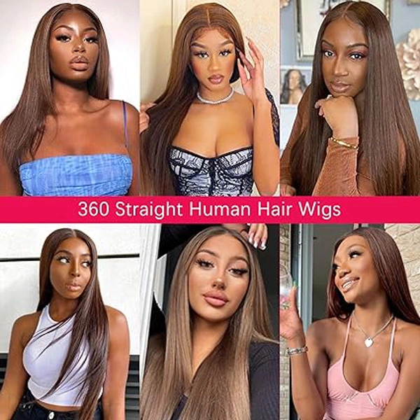 Chocolate Brown 360 Lace Front Wigs Human Hair