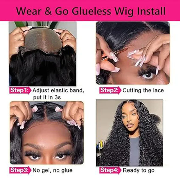 4X4 Deep Wave Lace Closure Human Hair Wigs
