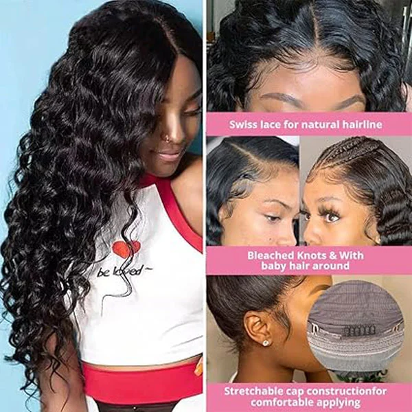 4x4 Lace Closure Wigs Loose Deep Human Hair