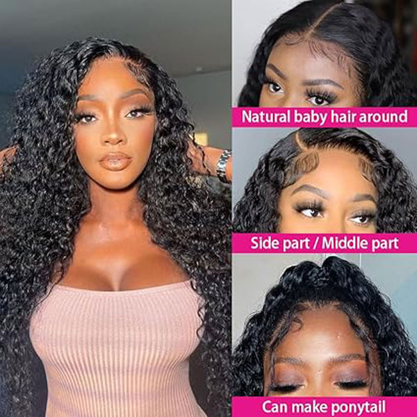 4X4 Water Curly Lace Closure Human Hair Wigs for Black Women