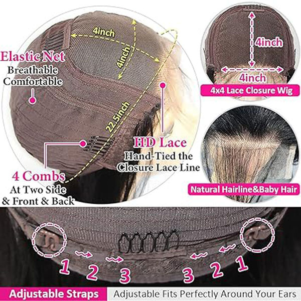 4X4 Water Curly Lace Closure Human Hair Wigs for Black Women