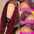 99J Burgundy Human Hair 4x4 Deep Wave Lace Closure Wigs