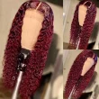 99J Burgundy Human Hair 4x4 Deep Wave Lace Closure Wigs