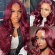 99J Burgundy Body Wave 4x4 Lace Closure Wigs Human Hair 