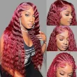 4x4 99J Burgundy Loose Wave Lace Closure Wigs Human Hair