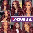 4x4 99J Burgundy Loose Wave Lace Closure Wigs Human Hair
