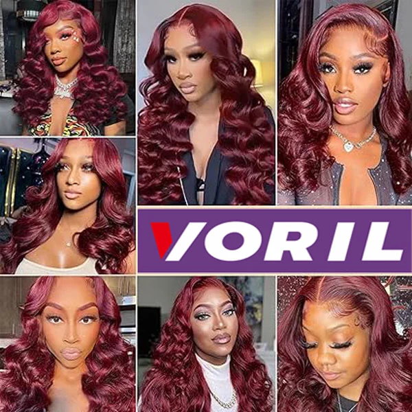 4x4 99J Burgundy Loose Wave Lace Closure Wigs Human Hair