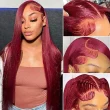 Burgundy 99J 4x4 Closure Wig Straight Lace Wigs Human Hair