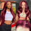 Burgundy 99J 4x4 Closure Wig Straight Lace Wigs Human Hair