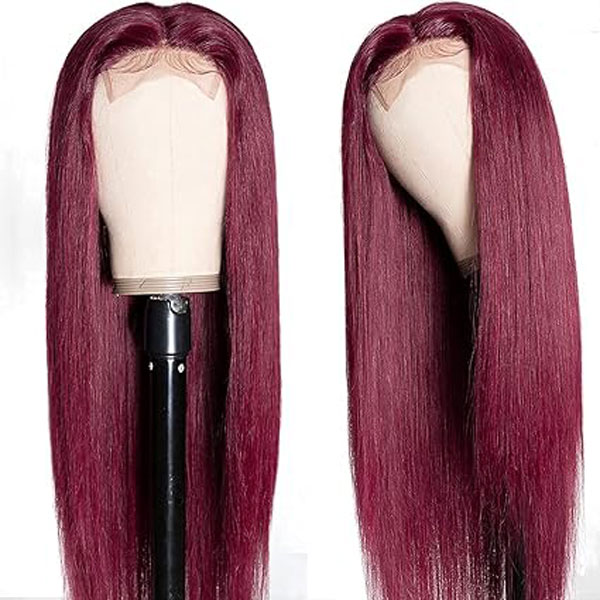 Burgundy 99J 4x4 Closure Wig Straight Lace Wigs Human Hair