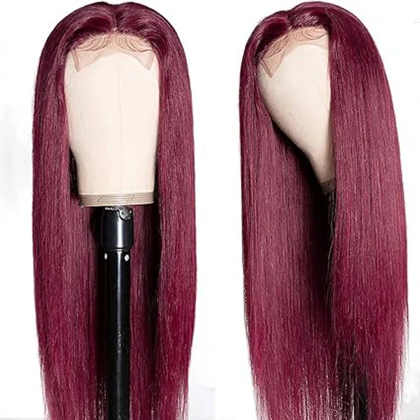 Burgundy 99J 4x4 Closure Wig Straight Lace Wigs Human Hair