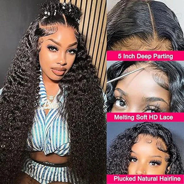 5x5 HD Lace Closure Wigs Human Hair Deep Wave