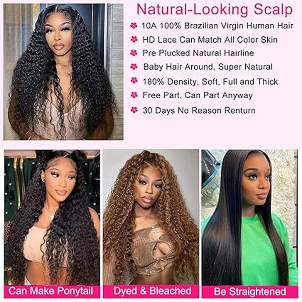 5x5 HD Lace Closure Wigs Human Hair Deep Wave