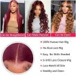 5x5 HD 99j Burgundy Body Wave Lace Closure Wigs Human Hair 