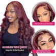 5x5 HD 99j Burgundy Body Wave Lace Closure Wigs Human Hair 