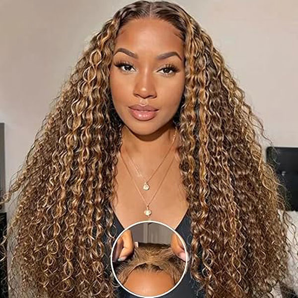 P4/27 Honey Blonde Deep Wave 5x5 HD Lace Closure Wigs Human Hair 