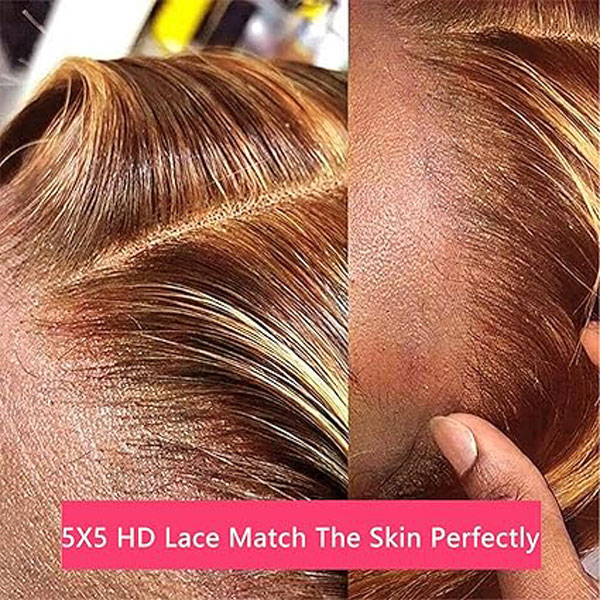 P4/27 Honey Blonde Deep Wave 5x5 HD Lace Closure Wigs Human Hair 